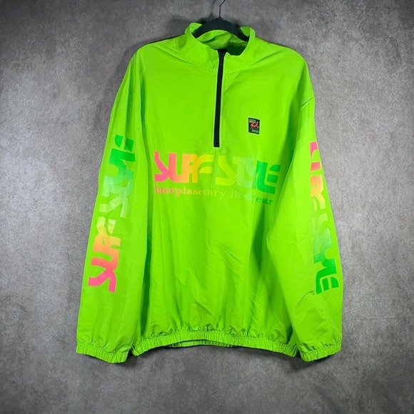 surf style Other - Surf Style Windbreaker Mens XL Neon Green Interplanetary Bodywear 1/4 Zip 90s